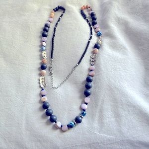 Beaded necklace warm blues and periwinkle